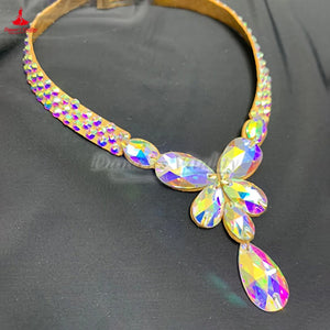 Dance Choker Necklace, Women's, Iridescent AB Rhinestone Crystal, Statement, Ballroom Latin Dance