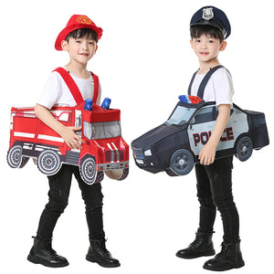 Kids' Red Fire Truck and Black Police Car Costume Play Set