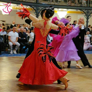 Women's Standard Ballroom Waltz Competition Dress With Rhinestones Multicolor For Performance
