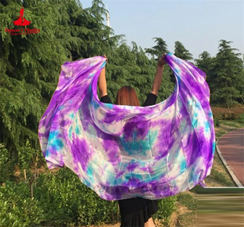 Women's Belly Dance Veil 100% Silk Dyed For Professional Performance