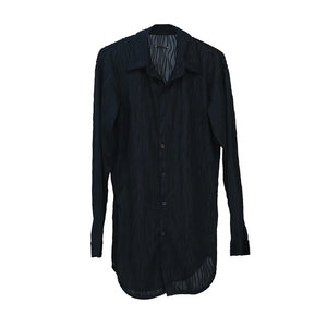 Men's Black Textured Long Sleeve Ballroom Dance Shirt
