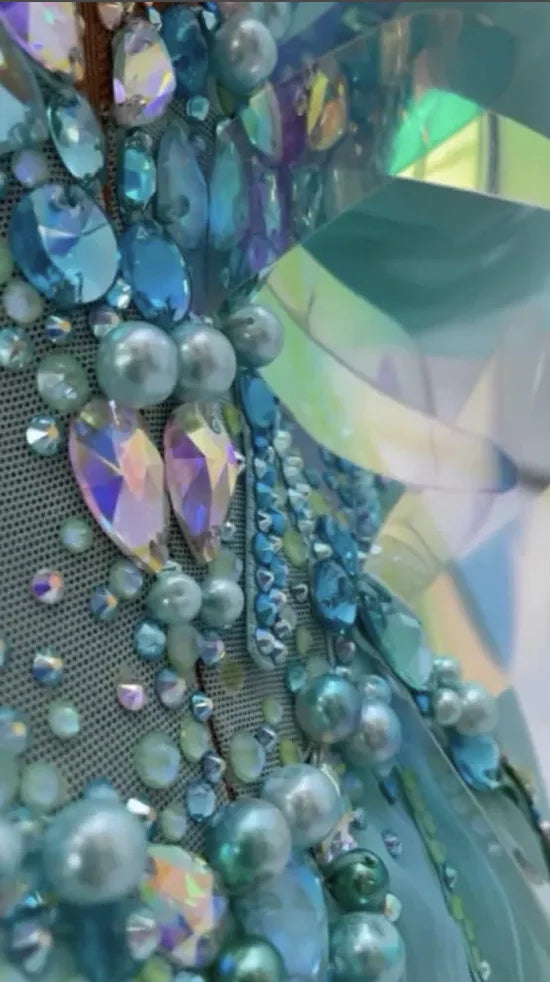 Dance Dress Women's Blue Iridescent Beaded & Sequined Lyrical Contemporary