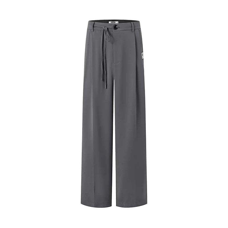 Men's Black Pleated Drawstring Dance Trousers with Logo