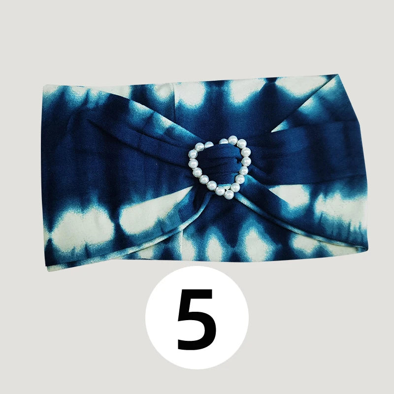 Girls' Embellished Headband for Dance, Various Colors & Animal Prints, Stretch Fabric, Heart Pearl Accent