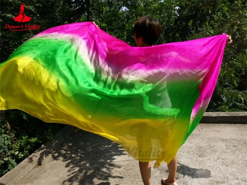 Women's Belly Dance Veil 100% Silk Dyed For Professional Performance