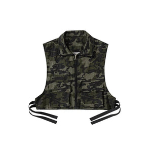 Kids Camouflage Hip Hop Dance Vest & Shorts Set, Black/Green/Red/White Cotton Blend, Street Dance