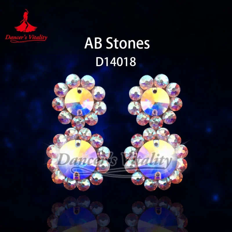 Rhinestone Earrings Women's AB Color Crystal Flower Drop Earrings Ballroom Dance Latin Salsa Competition Jewelry