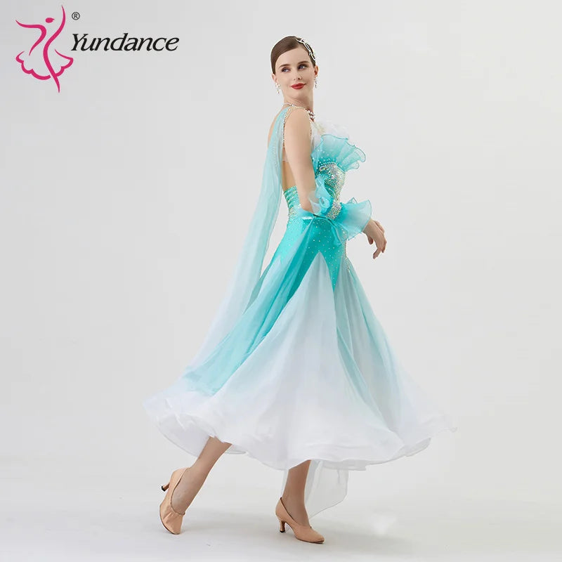Women's Standard Ballroom Waltz Dress With Rhinestones Multicolor For Competition