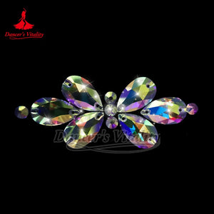 Crystal Rhinestone Applique, Red, Yellow, AB, Black, Sew-On Embellishment for Dancewear