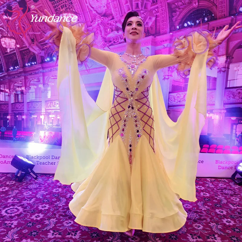 Women's Custom Ballroom Dance Competition Dress Stretch Fabric For Blackpool