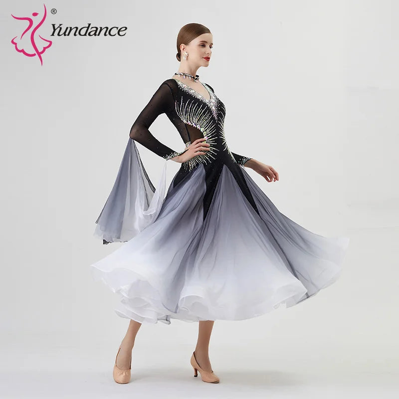 Women's Standard Ballroom Waltz Dress With Rhinestones Multicolor For Competition Performance