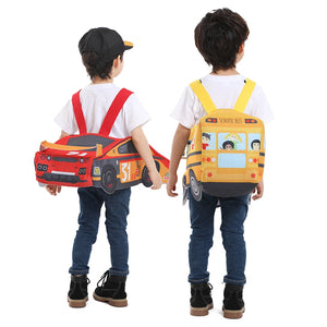 Kids' Red Race Car, Yellow School Bus, Blue Train Carrier Costume for Playtime
