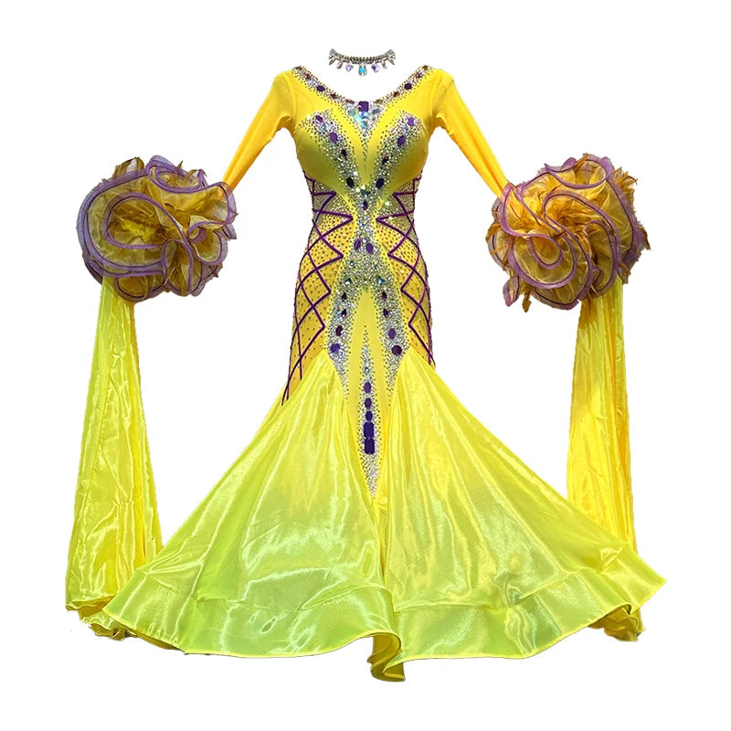 Women's Custom Ballroom Dance Competition Dress Stretch Fabric For Blackpool