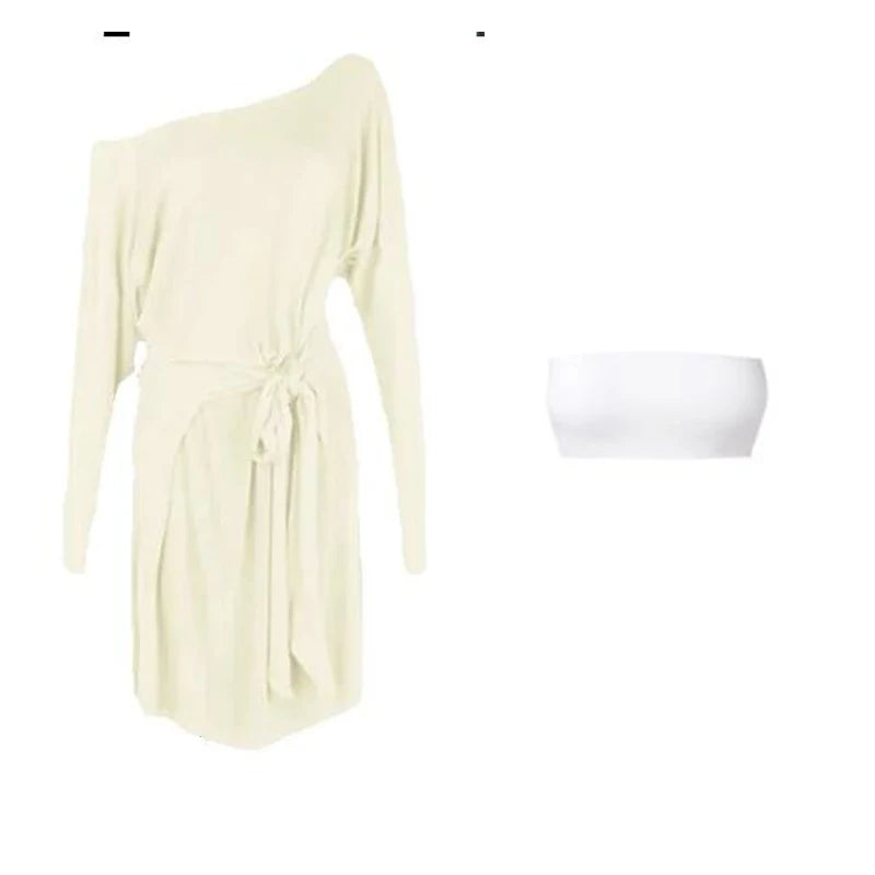 Dance Dress Women's Off Shoulder Batwing Sleeve Tie-Waist Ballroom Latin Practice Top