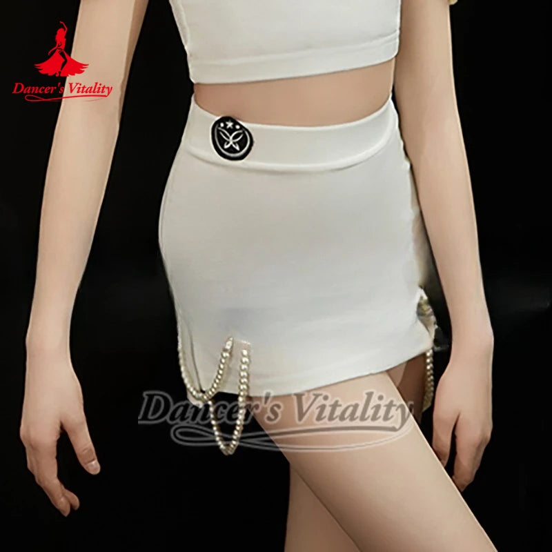 Girls Black & White Velvet Mesh Pearl Ballroom Dance Dress