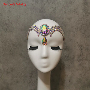 Dance Headpiece Women's Iridescent Rhinestone Forehead Tiara Belly Dance