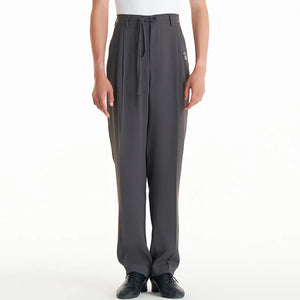 Men's Black Pleated Drawstring Dance Trousers with Logo
