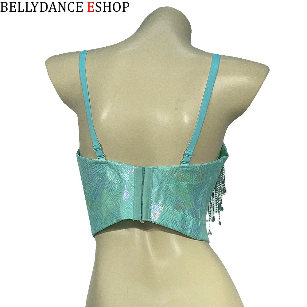 Belly Dance Bra Top, Women's Lavender Sequin & Rhinestone Embellished Dance Costume Top, Belly Dancing