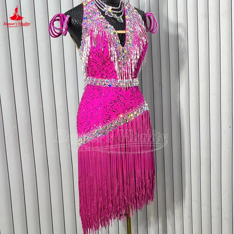 Latin Ballroom Samba Dance Skirt With Fringe For Adults And Kids Competition