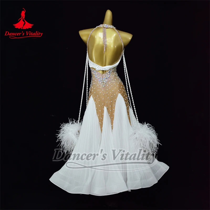 Ballroom Dance Wrap-Hip Pleated Dress For Adults, Teens, and Kids Waltz Foxtrot Tango Competition