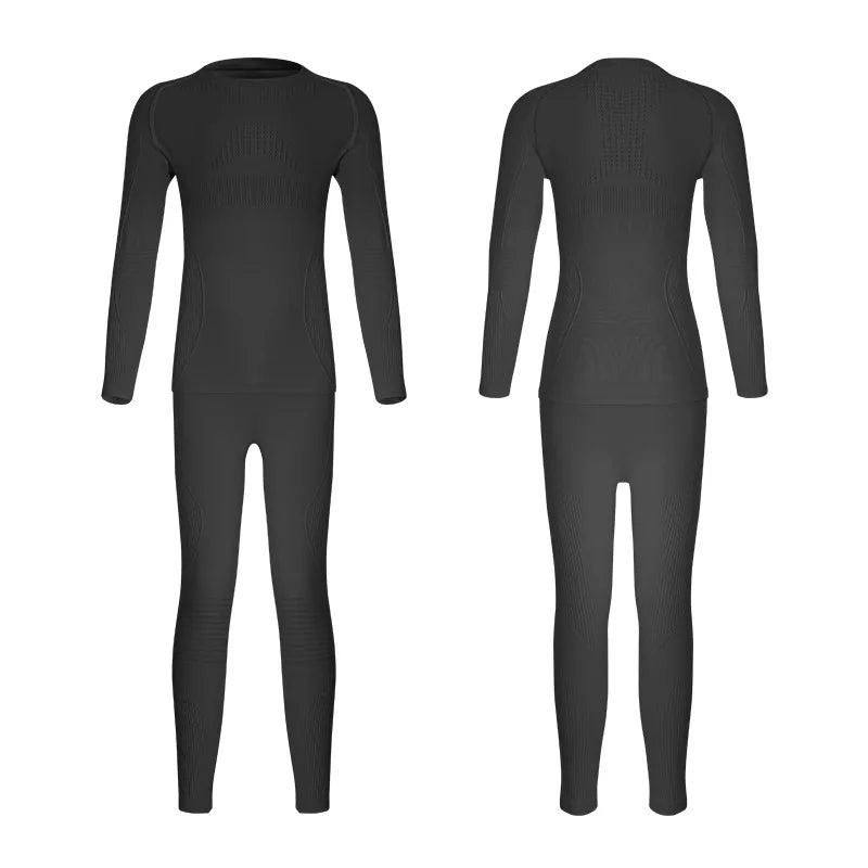 Kids' Gradient Pink & Blue Long Sleeve Thermal Base Layer Set, Badminton Activewear