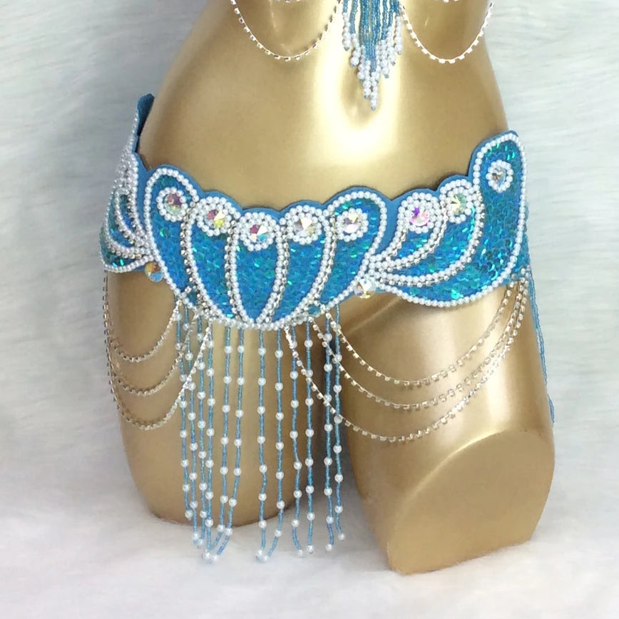 Belly Dance Hip Scarf, Women's Multi-Color Sequin & Bead Fringe Hip Scarf, Tribal Fusion Dance Costume Accessory