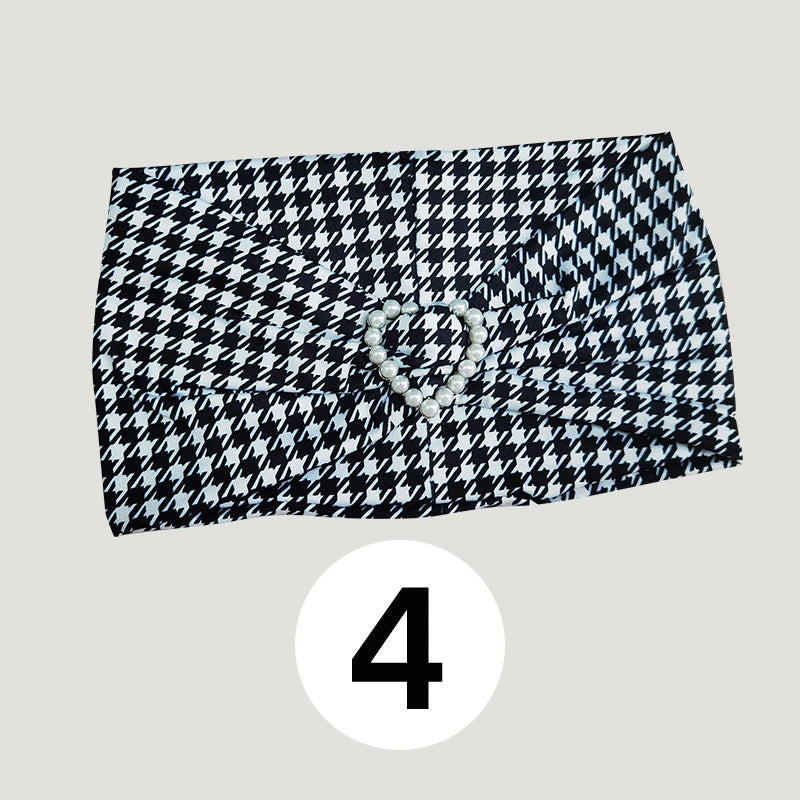 Girls' Embellished Headband for Dance, Various Colors & Animal Prints, Stretch Fabric, Heart Pearl Accent