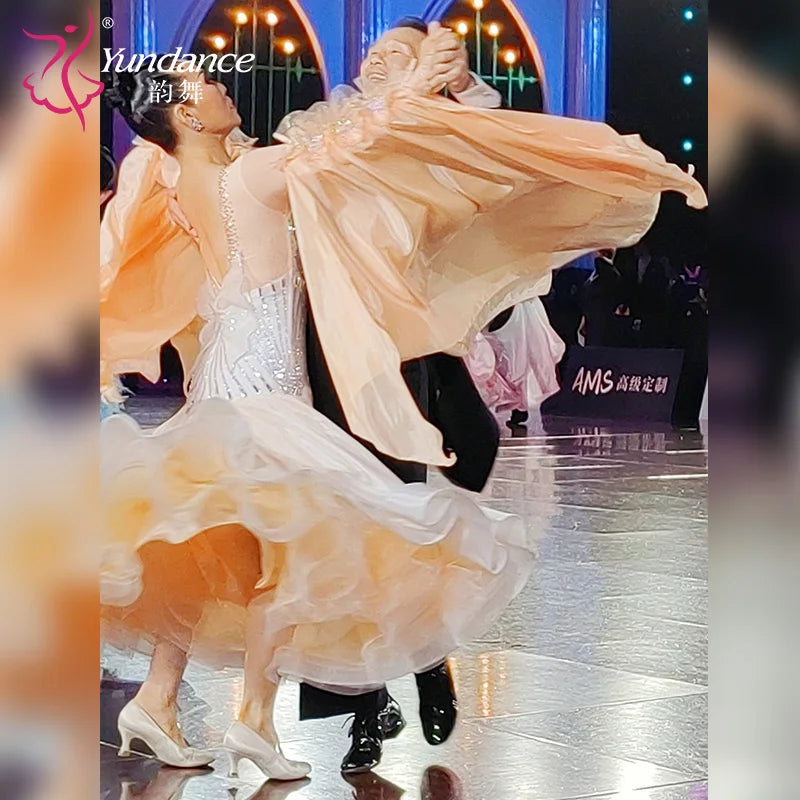 Women's Standard Ballroom Waltz Dress With Rhinestones Multicolor For Competition Performance