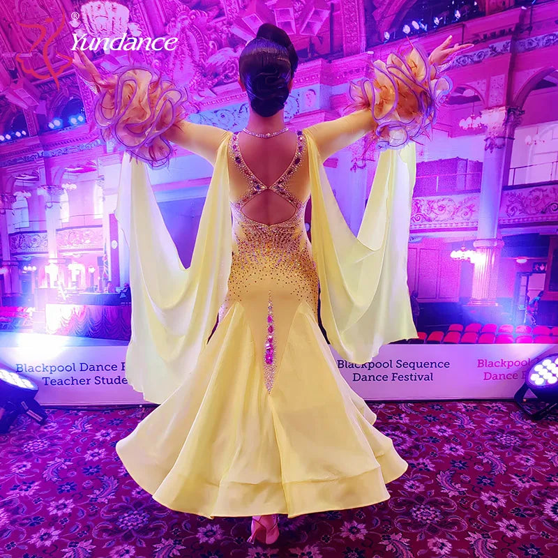 Women's Custom Ballroom Dance Competition Dress Stretch Fabric For Blackpool