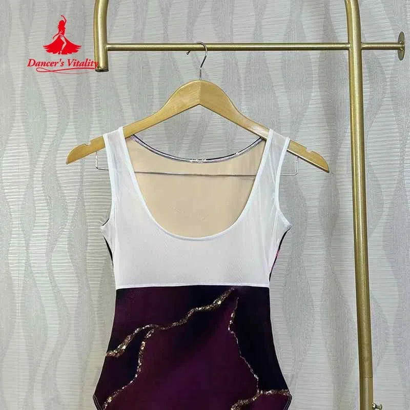 Dance Leotard Women's Multi-color Floral Print Spandex Sleeveless High-Cut Leotard for Ballet Jazz Contemporary Dance