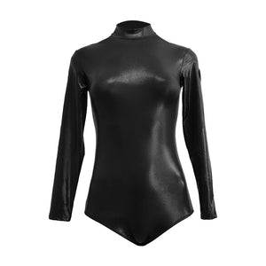 Women's Leopard Print Mesh Long Sleeve Bodysuit with Fringe Skirt Latin Dancewear