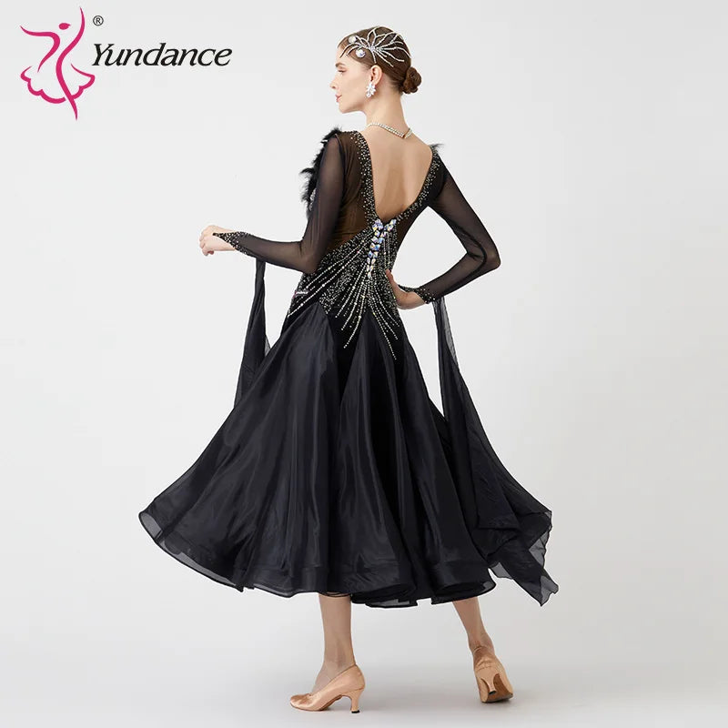 Women's International Standard Ballroom Dance Dress Pearl Silk For Competition