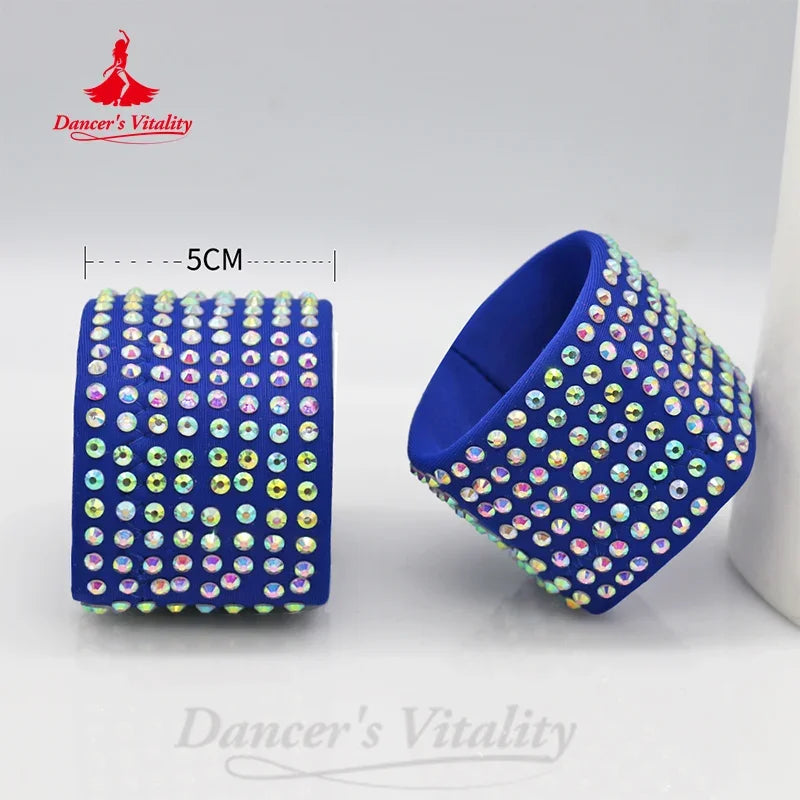 Dance Shoe Heel Protectors, Women's, Neon Green Rhinestone, Slip-On, Ballroom Latin Salsa