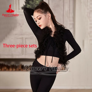 Women's White V-Neck Sport Bra and Pink High-Waisted Leggings Ballet Dancewear