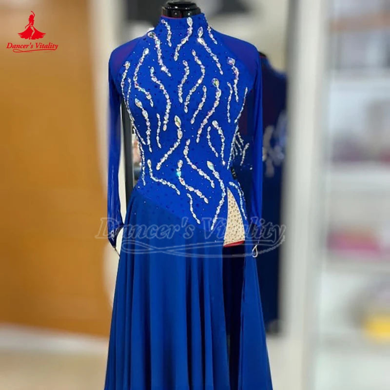 Women's Standard Ballroom Long Sleeve Dress For Waltz, Foxtrot, Quickstep Competition