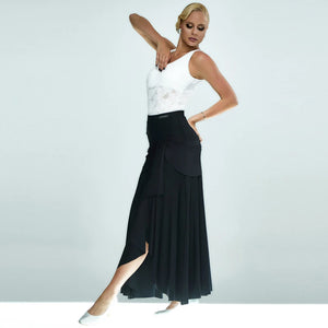 Women's White Lace Open Back Tank Bodysuit Ballroom Latin Dance