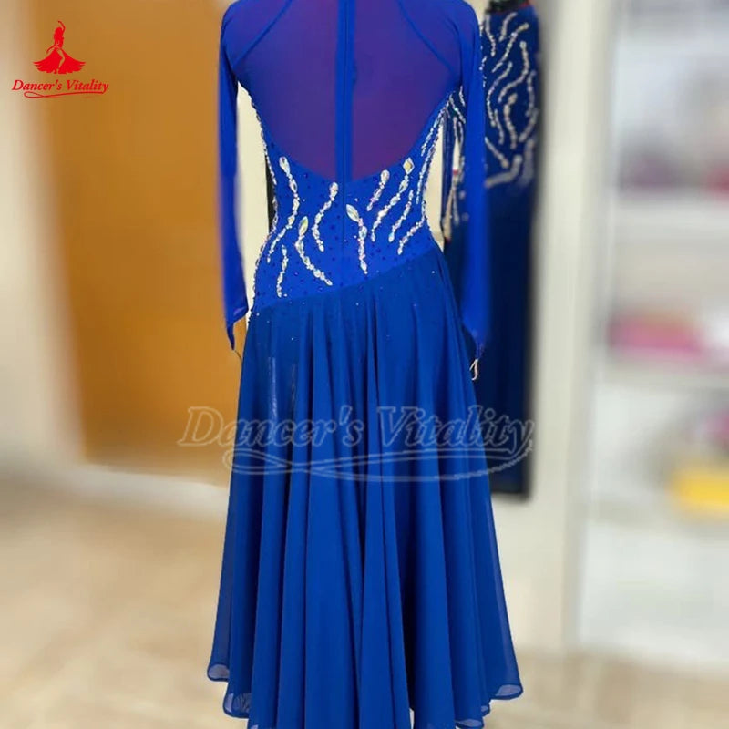 Women's Standard Ballroom Long Sleeve Dress For Waltz, Foxtrot, Quickstep Competition