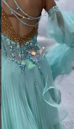 Dance Dress Women's Blue Iridescent Beaded & Sequined Lyrical Contemporary