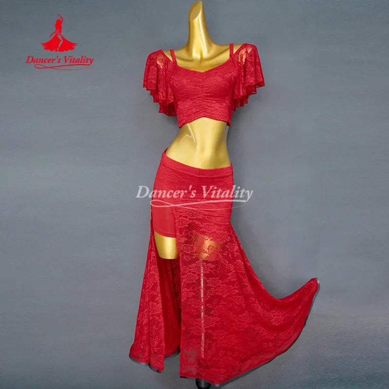 Belly Dance Practice Set With Lace Fabric For Women And Children