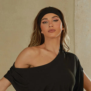 Women's White Ribbed Headband Hair Accessory for Dance