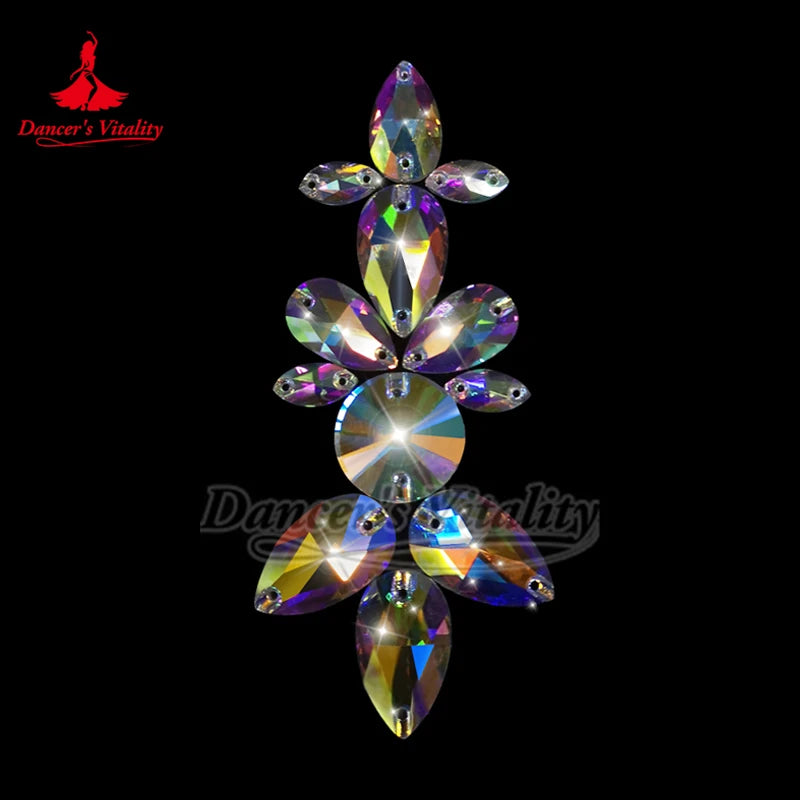 Hair Accessory, Women's Iridescent Crystal Floral Forehead Headpiece, Ballroom Latin Dance