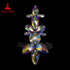 Hair Accessory, Women's Iridescent Crystal Floral Forehead Headpiece, Ballroom Latin Dance