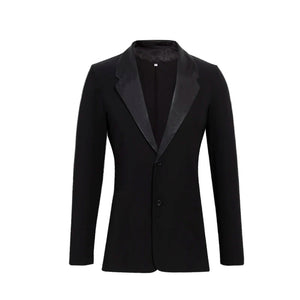 Men's Black Satin Lapel Ballroom Dance Jacket - Modern Fit