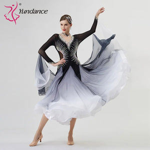 Women's Standard Ballroom Waltz Dress With Rhinestones Multicolor For Competition Performance