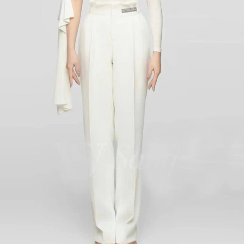 Women's Black & White One-Shoulder Ruched Latin Dance Dress with Flowing Sleeves