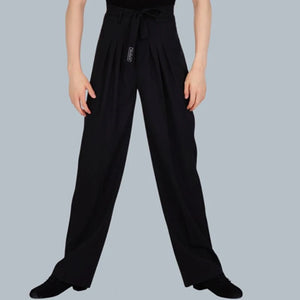 Men's Gray & Navy Ribbed Sleeveless Henley Dance Top with High-Waisted Black Pants, Modern Lyrical Ballet Contemporary Dancewear