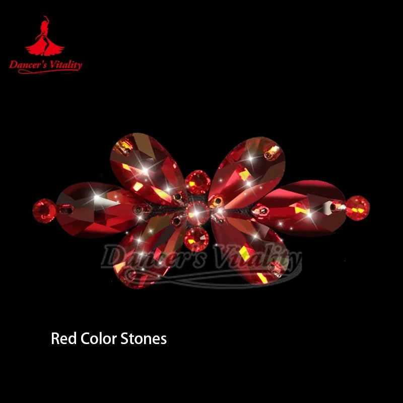 Crystal Rhinestone Applique, Red, Yellow, AB, Black, Sew-On Embellishment for Dancewear