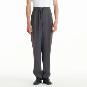 Dance Pants Men's Black Drawstring Pleated Logo Detail Loose Fit Ballroom Latin