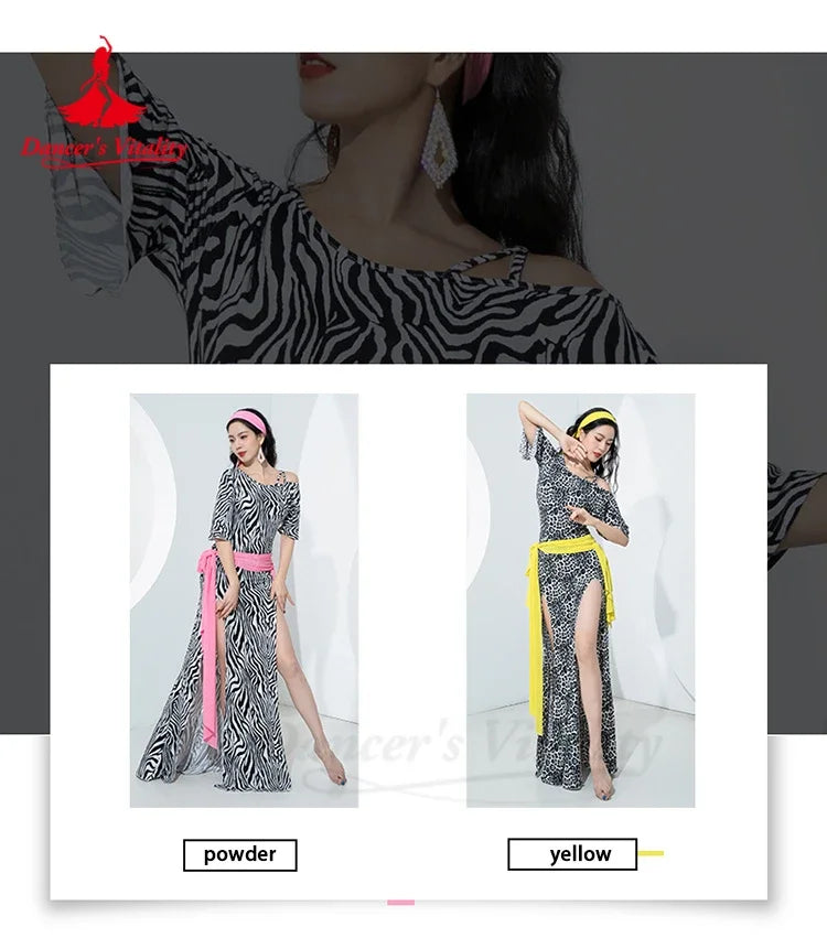 Women's Belly Dance Costume Set Baladi Shaabi Style With Zebra Print For Training