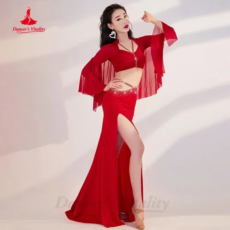Women's Belly Dance Practice Top and Skirt Set for Class or Performance
